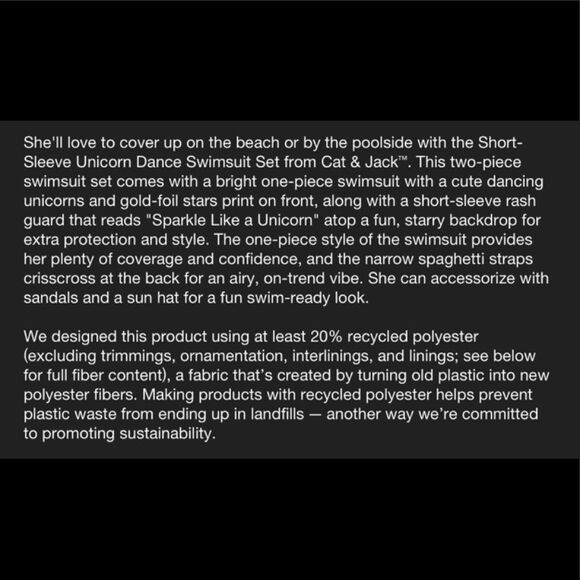 Cat & Jack XS Girls Swimwear SPF50 - Picture 3 of 3